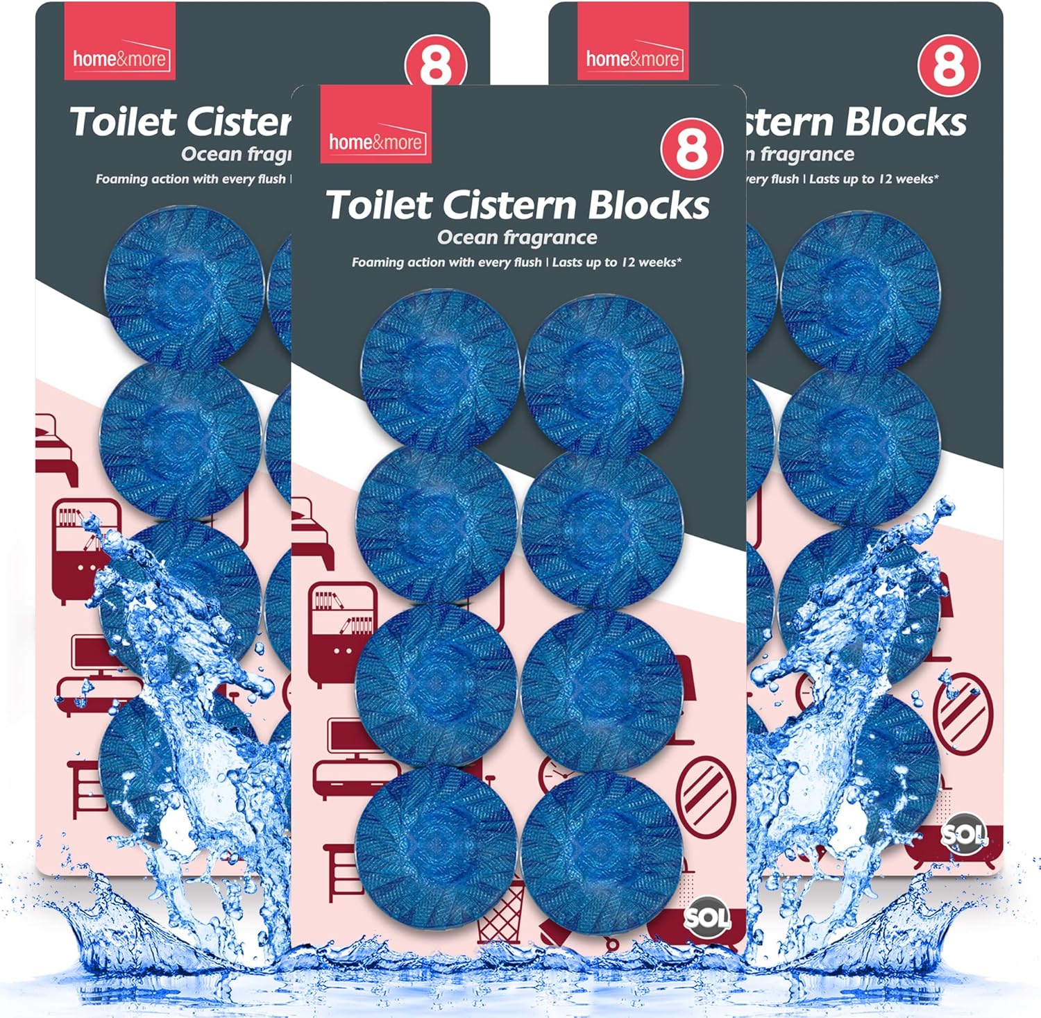 Toilet Cistern Blocks Blue Pack of 8