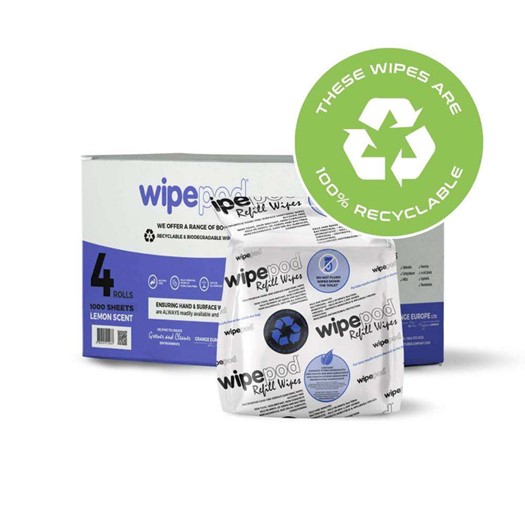 Wipepod Antibacterial Wipes Refills Case of 4x1000