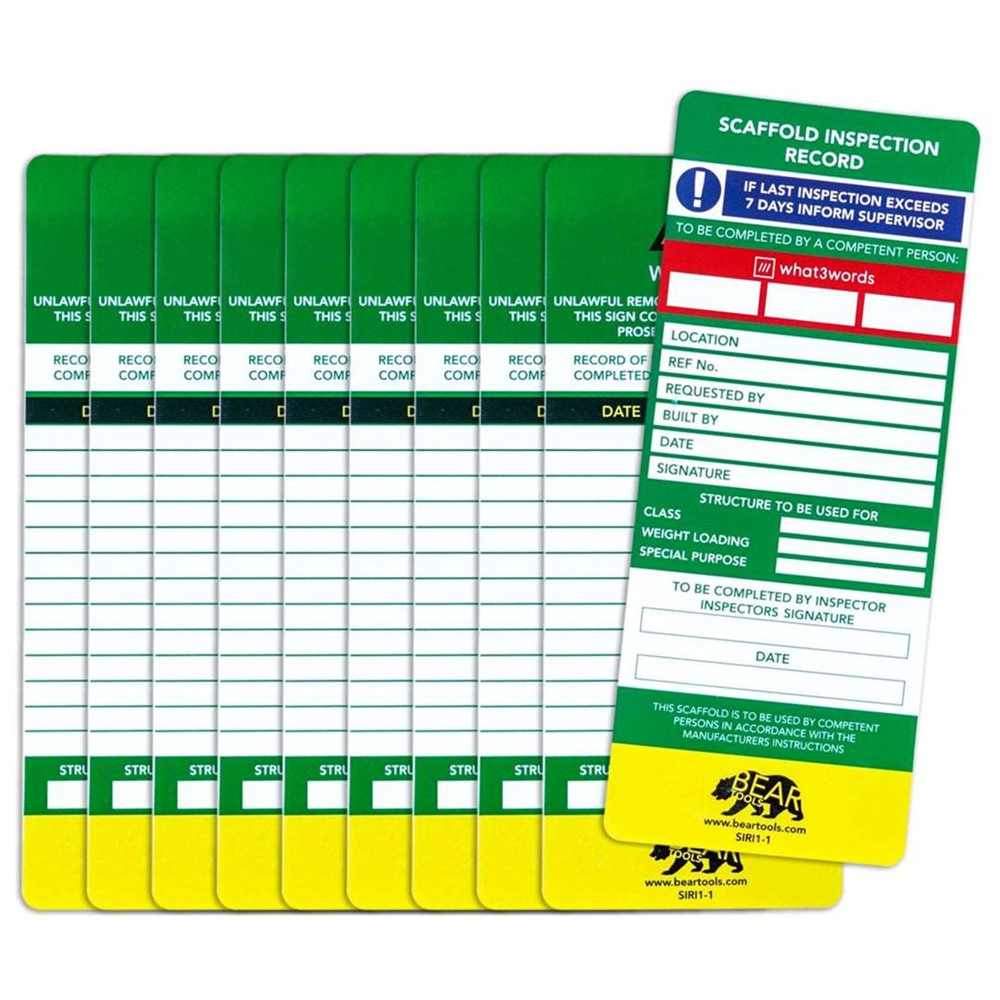 Scaffold Safety Notice Inserts Only Pack of 10